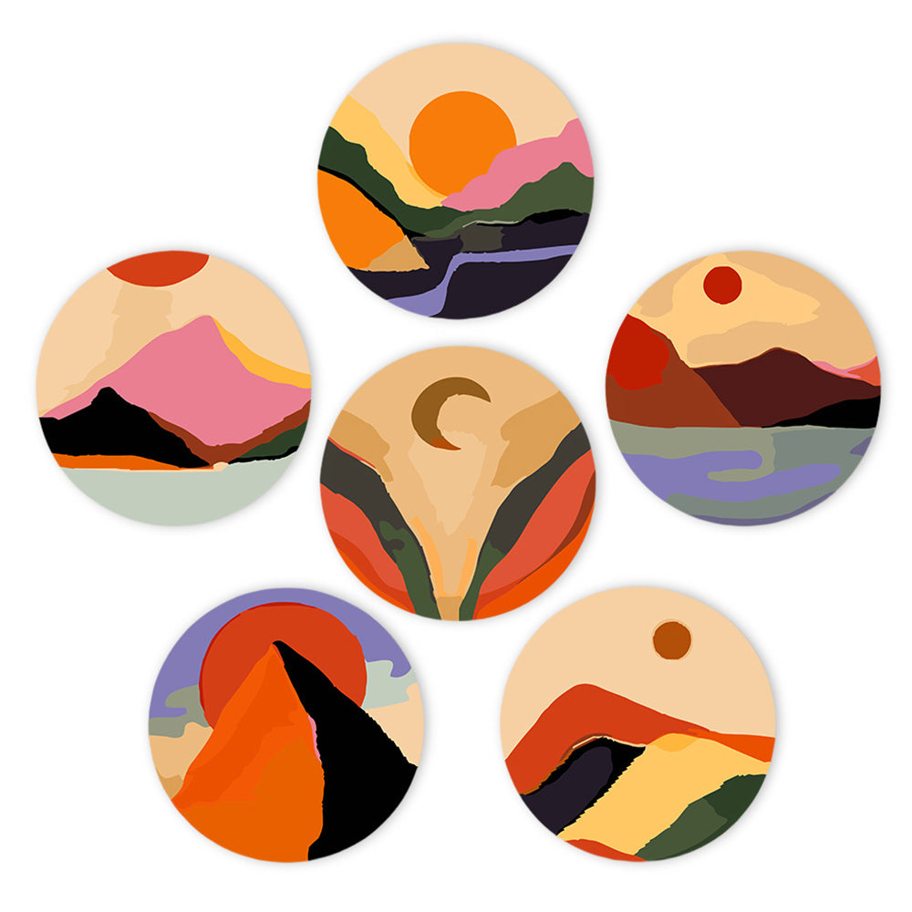 6Pcs Dusk Mountains Placemats Paint by Numbers
