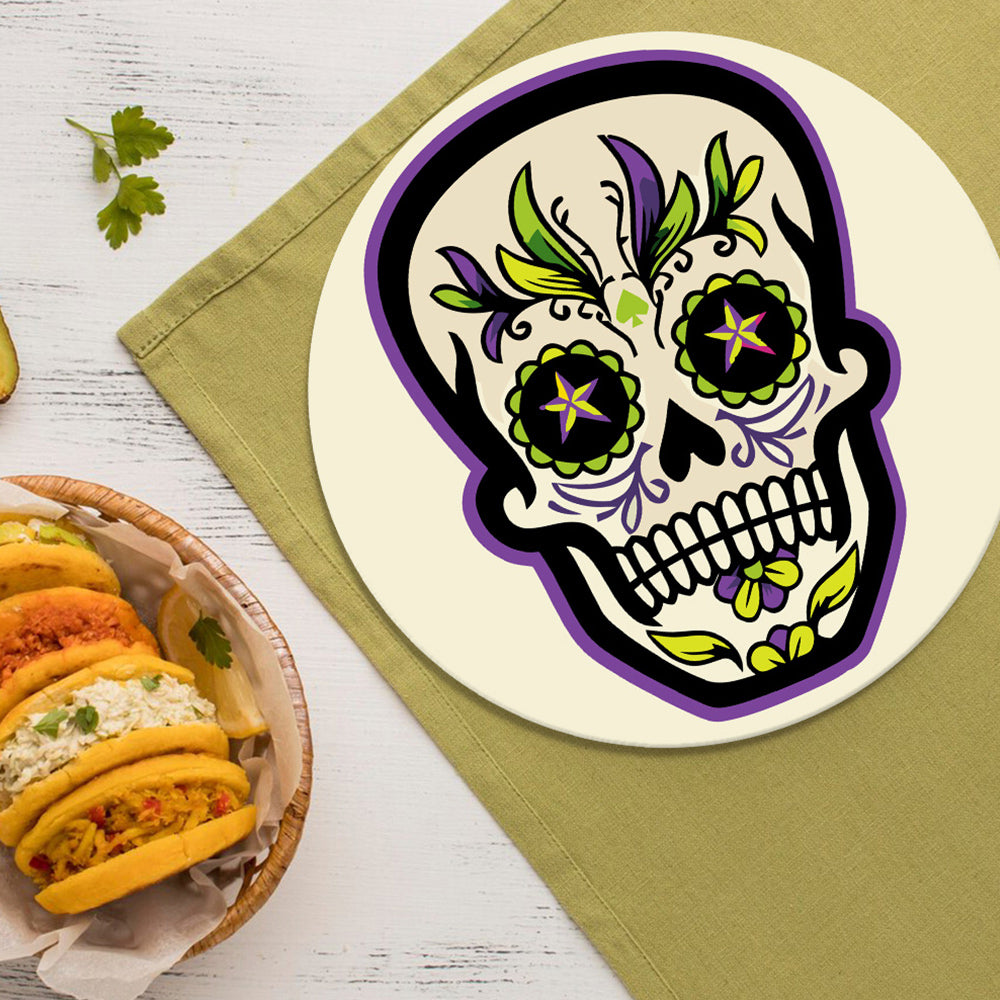 6Pcs Flower Skull Placemats Paint by Numbers