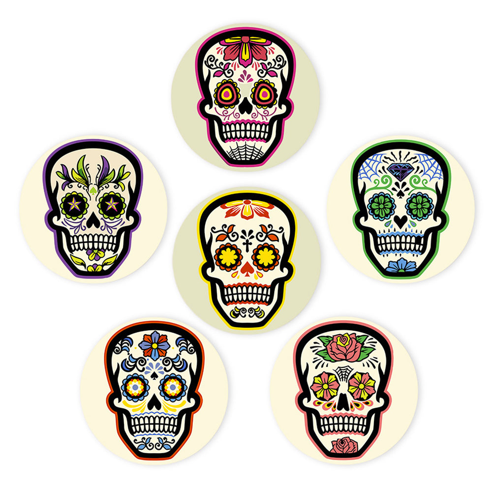 6Pcs Flower Skull Placemats Paint by Numbers