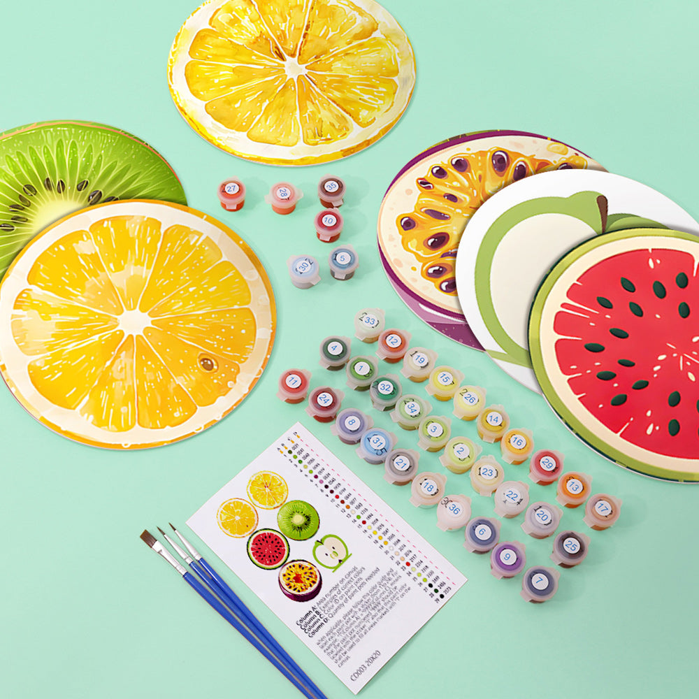6Pcs Fresh Fruit Placemats Paint by Numbers