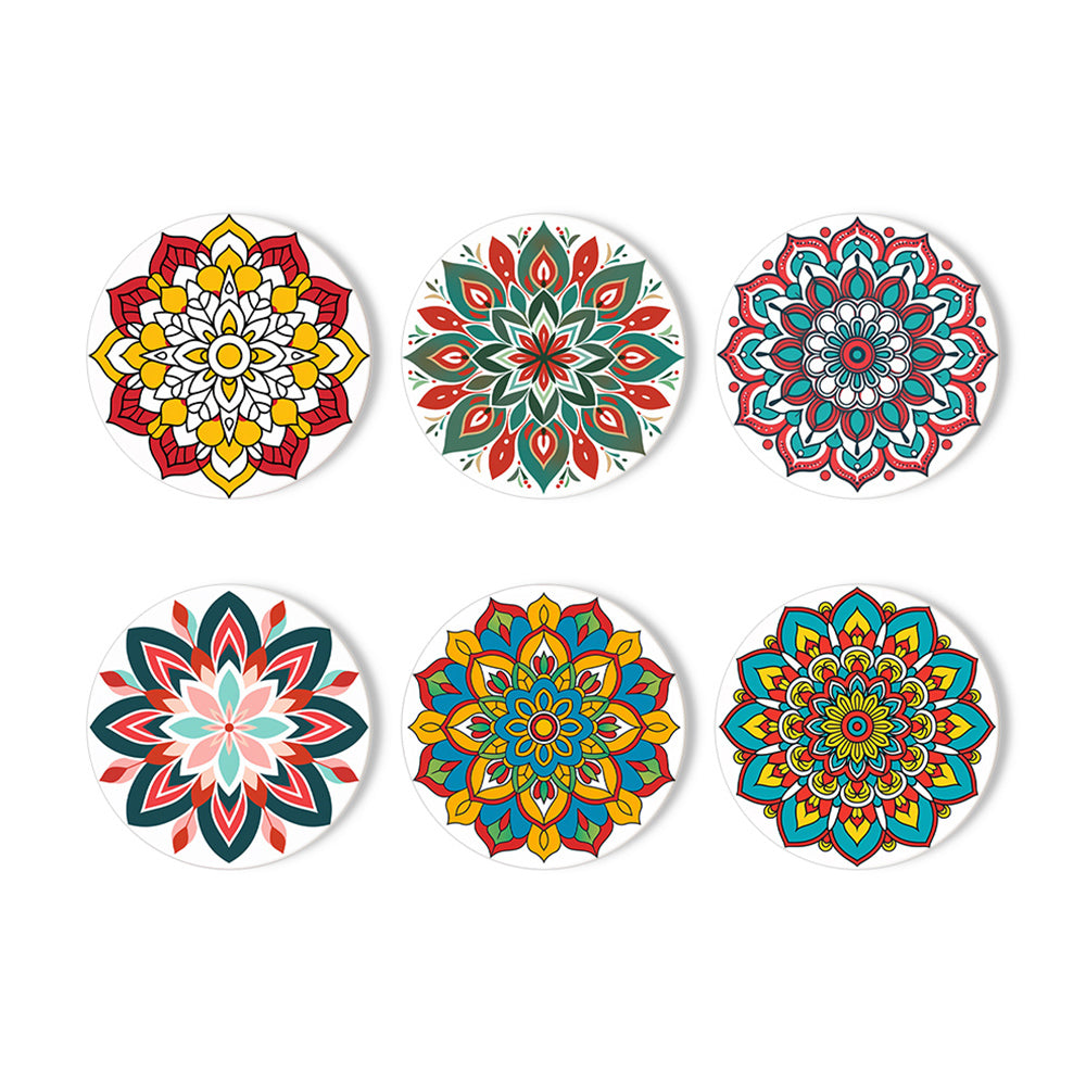6Pcs Lotus-Shaped Mandala Coasters Paint by Numbers