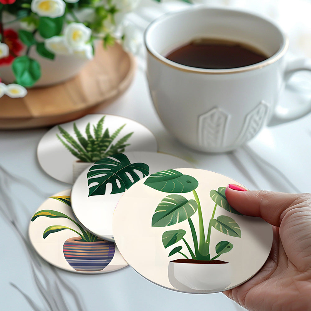 6Pcs Potted Tropical Plants Coasters Paint by Numbers