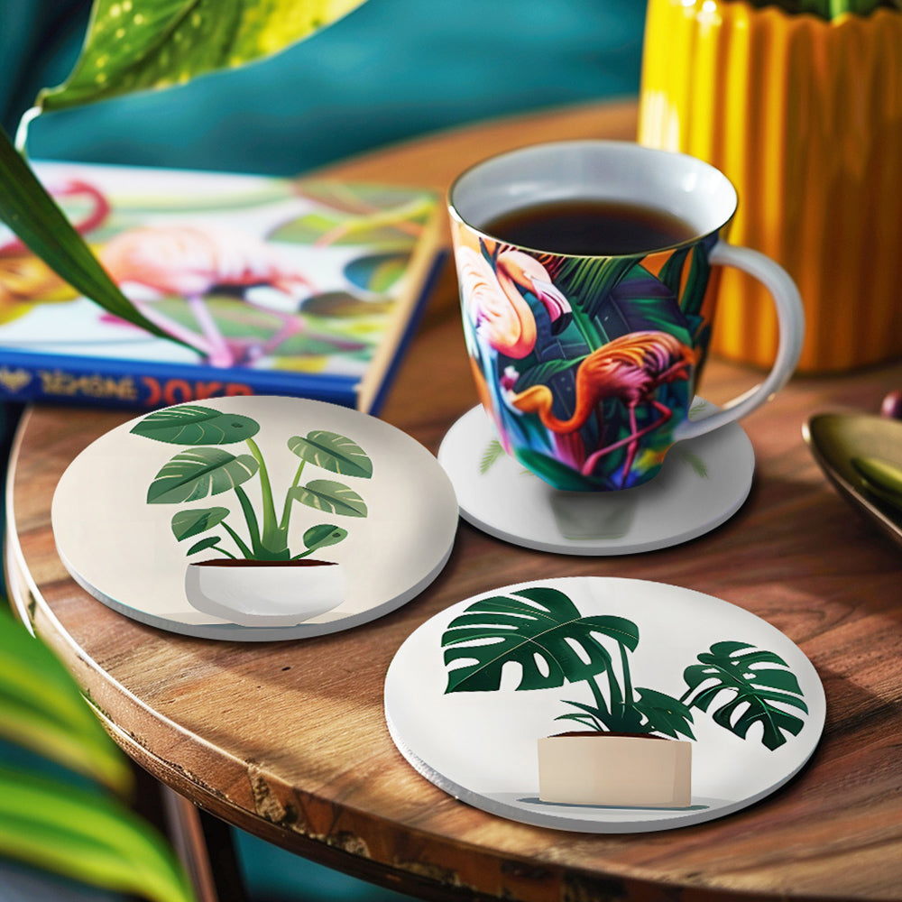 6Pcs Potted Tropical Plants Coasters Paint by Numbers