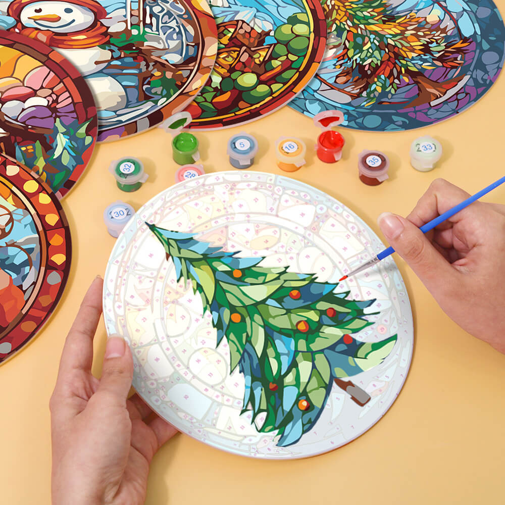 6Pcs Santa Claus and Christmas Tree Placemats Paint by Numbers