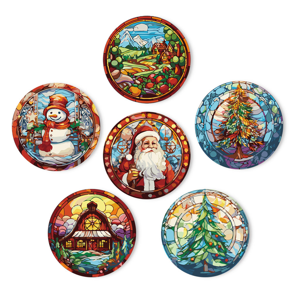 6Pcs Santa Claus and Christmas Tree Placemats Paint by Numbers