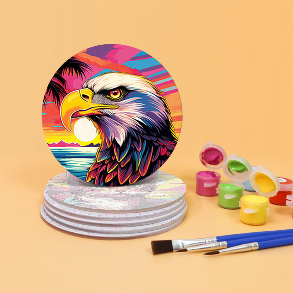 6Pcs Seaside Sunset Animal Coasters Paint by Numbers