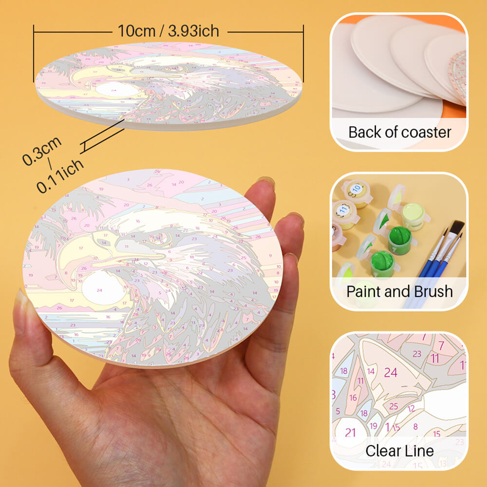 6Pcs Seaside Sunset Animal Coasters Paint by Numbers