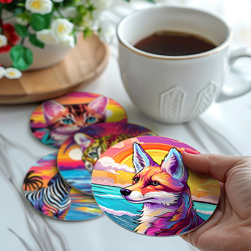 6Pcs Seaside Sunset Animal Coasters Paint by Numbers