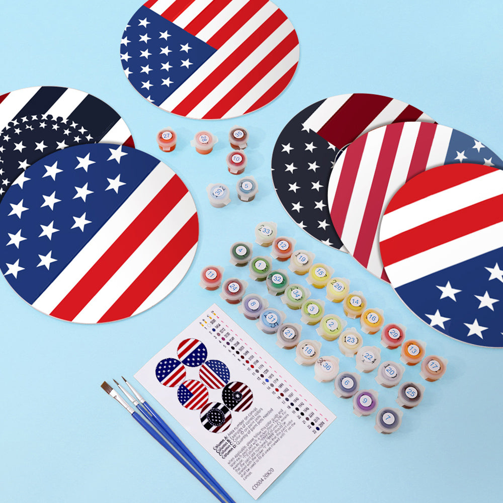 6Pcs Stars and Stripes Flag Placemats Paint by Numbers