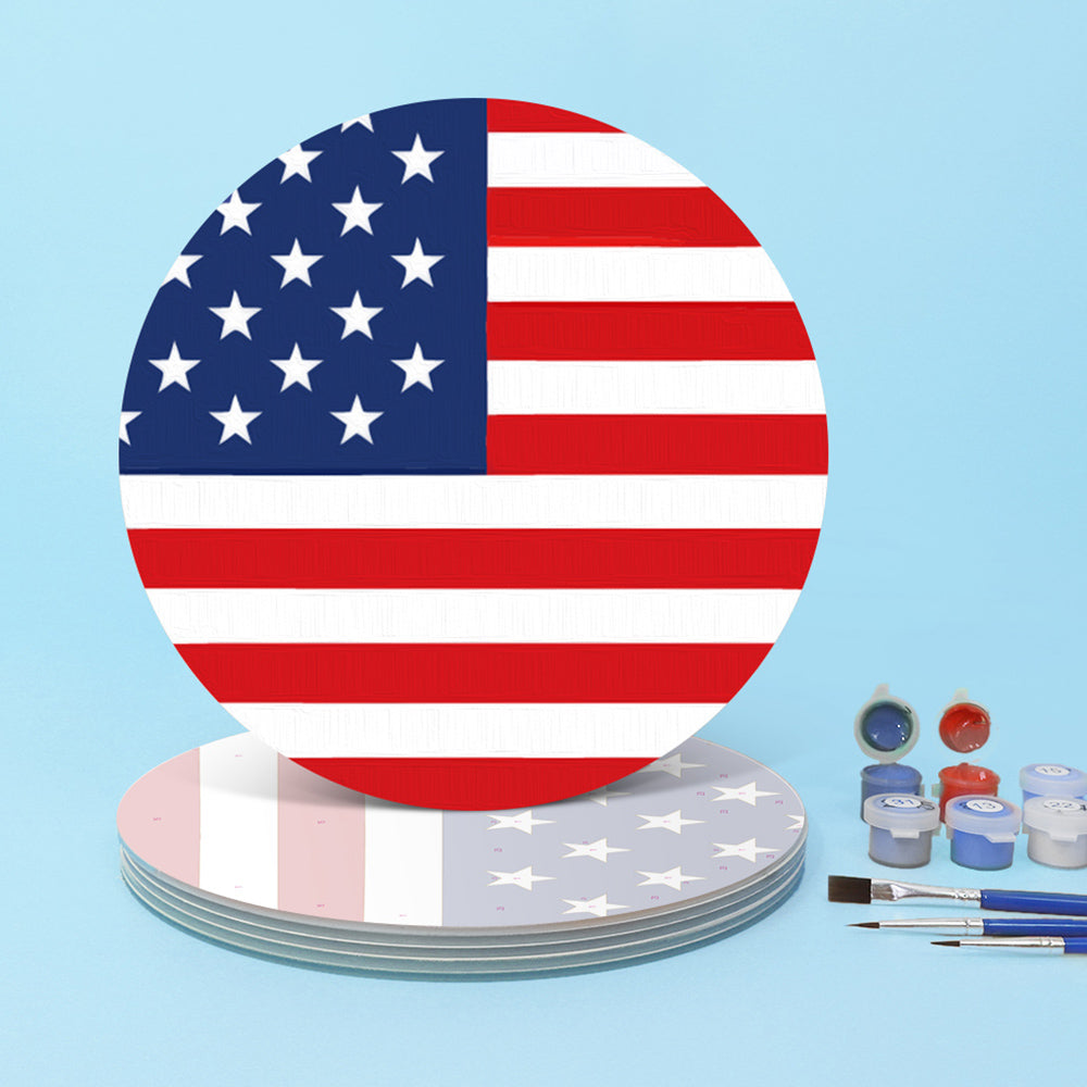 6Pcs Stars and Stripes Flag Placemats Paint by Numbers