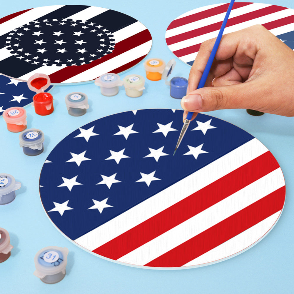 6Pcs Stars and Stripes Flag Placemats Paint by Numbers