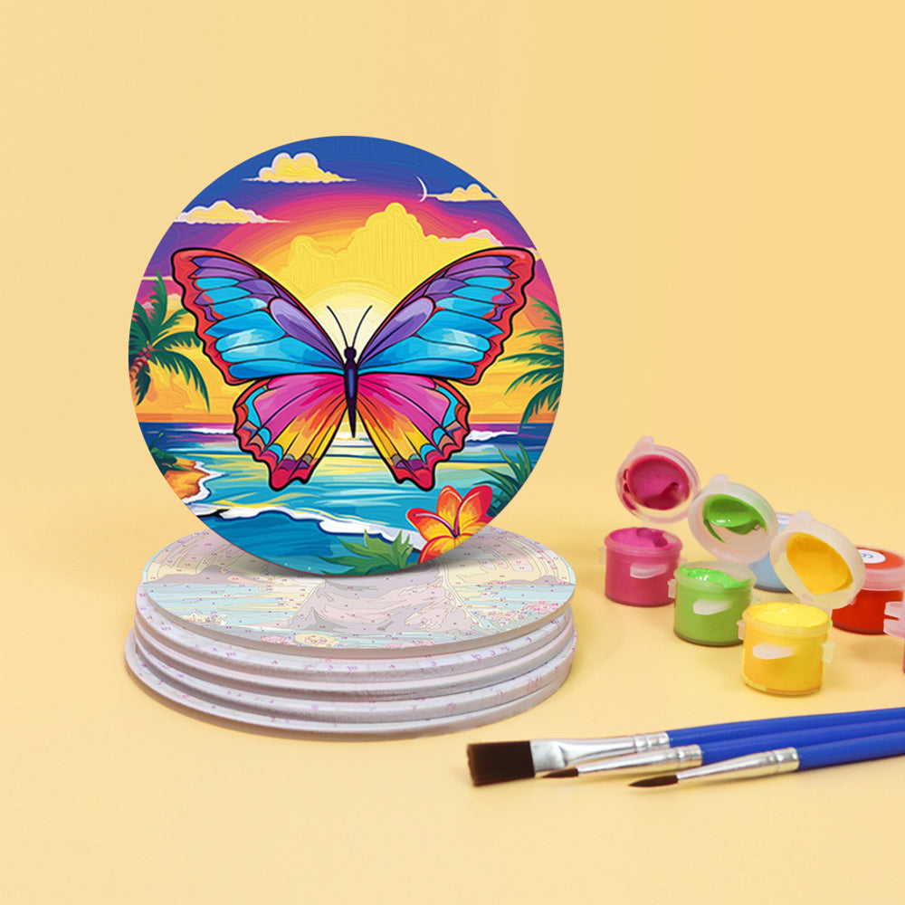 6Pcs Sunset Animal Coasters Paint by Numbers