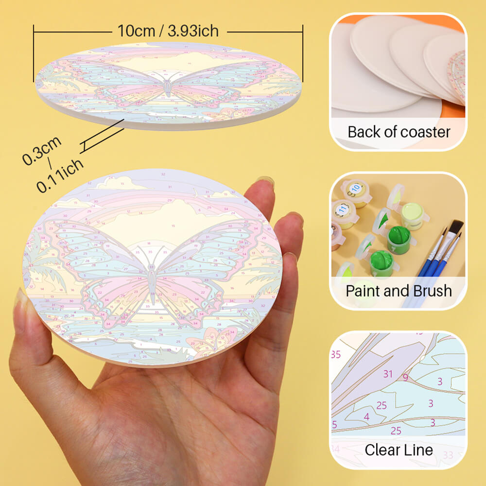 6Pcs Sunset Animal Coasters Paint by Numbers