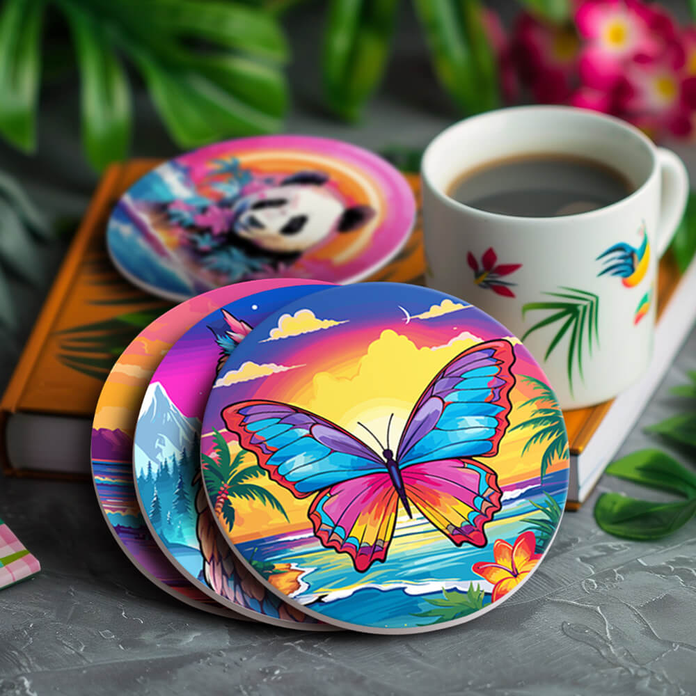 6Pcs Sunset Animal Coasters Paint by Numbers