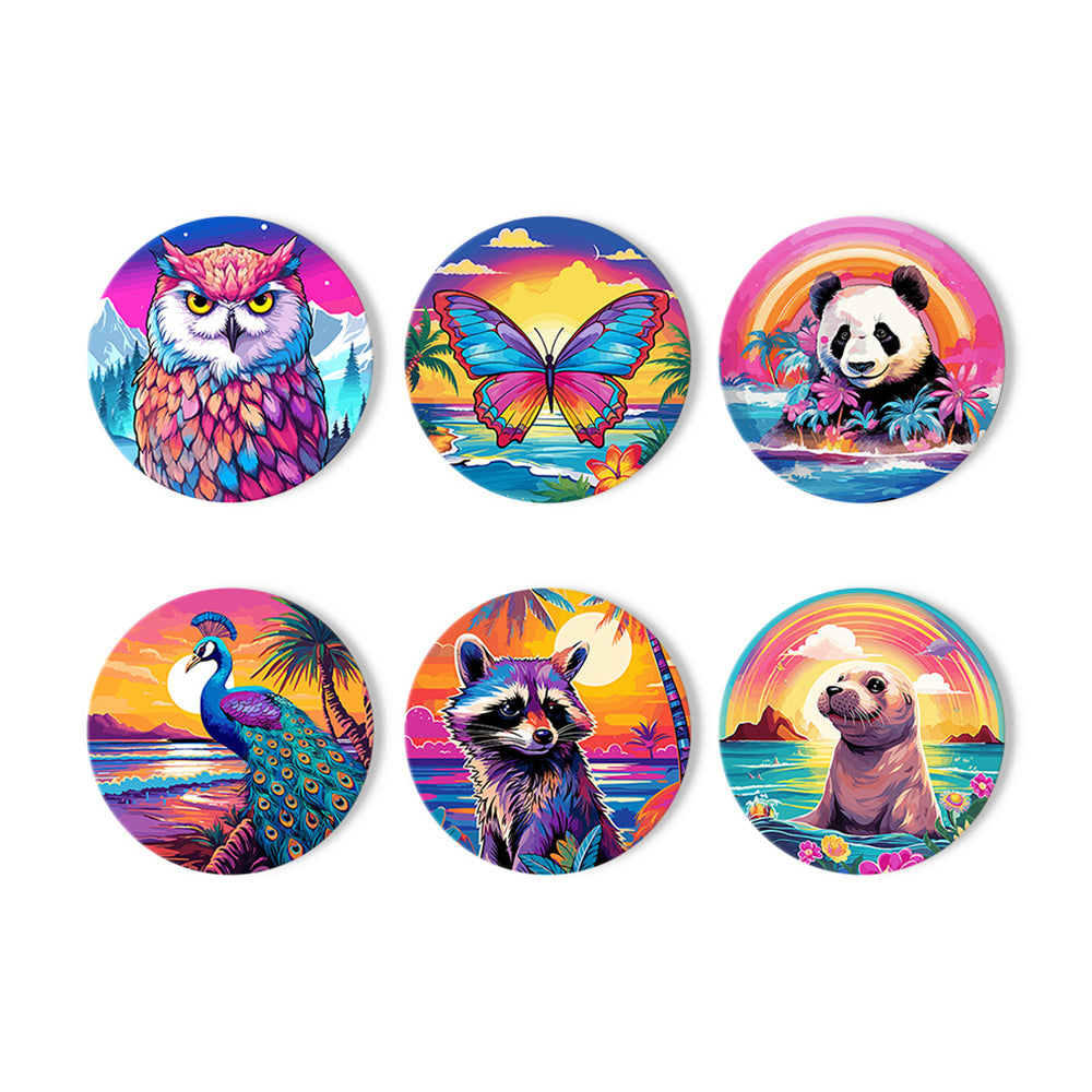 6Pcs Sunset Animal Coasters Paint by Numbers