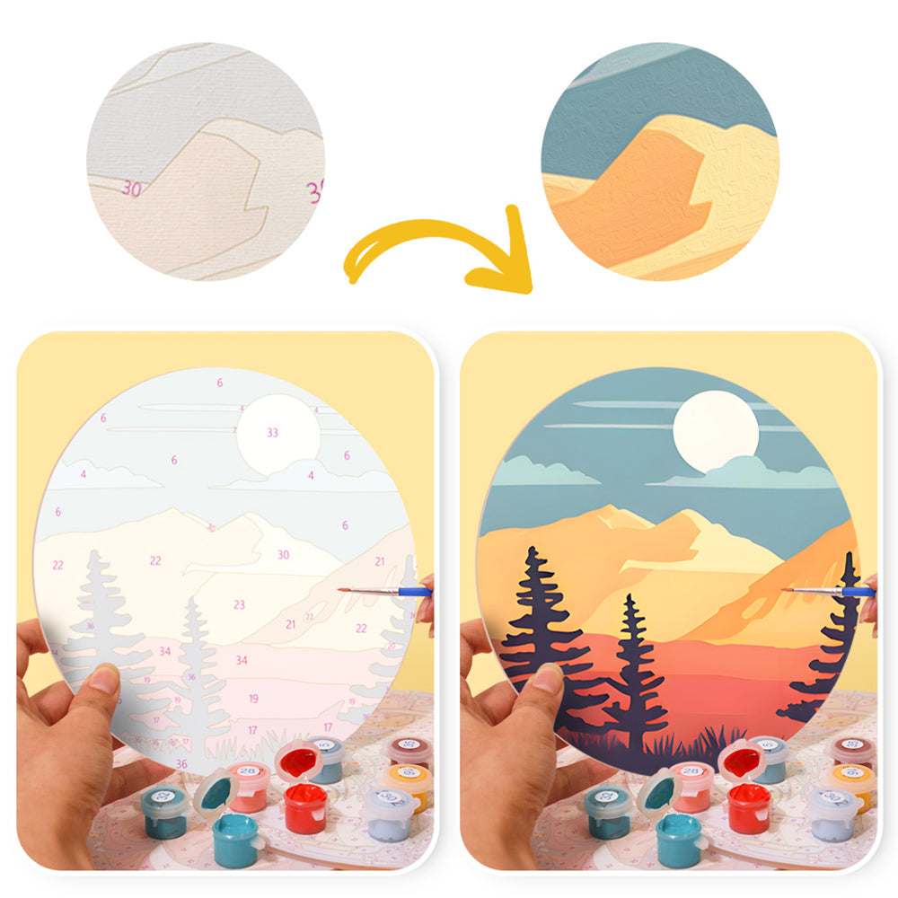 6Pcs Sunset Mountains Placemats Paint by Numbers