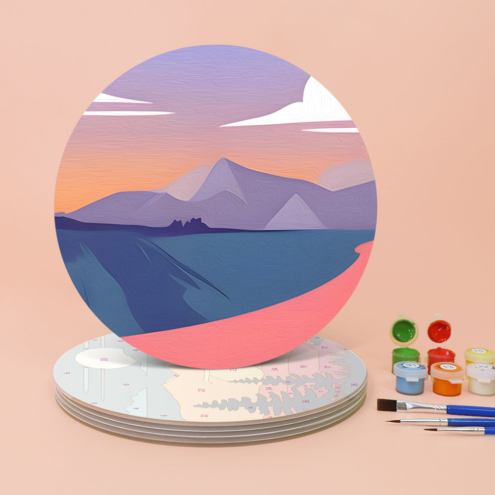 6Pcs Sunset Mountains Placemats Paint by Numbers