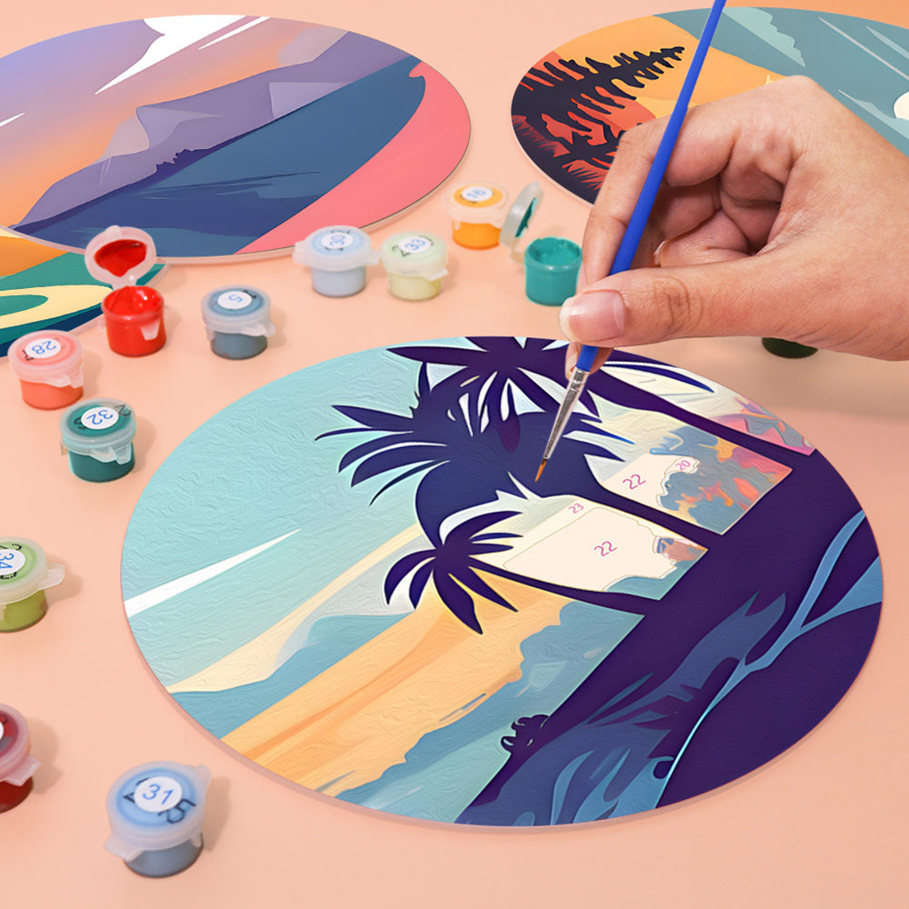 6Pcs Sunset Mountains Placemats Paint by Numbers