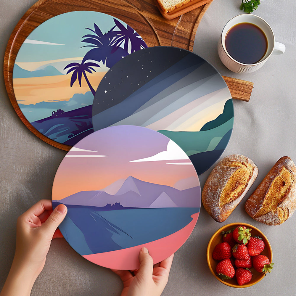6Pcs Sunset Mountains Placemats Paint by Numbers