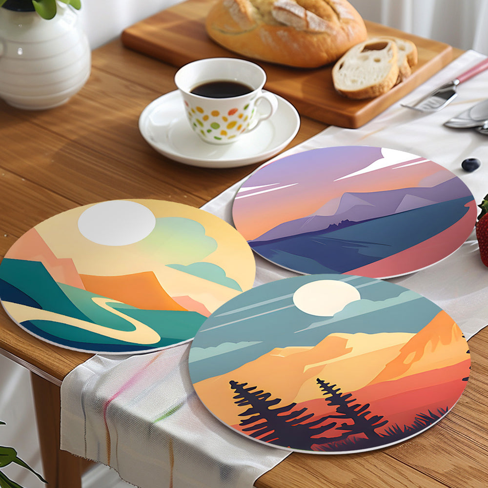 6Pcs Sunset Mountains Placemats Paint by Numbers