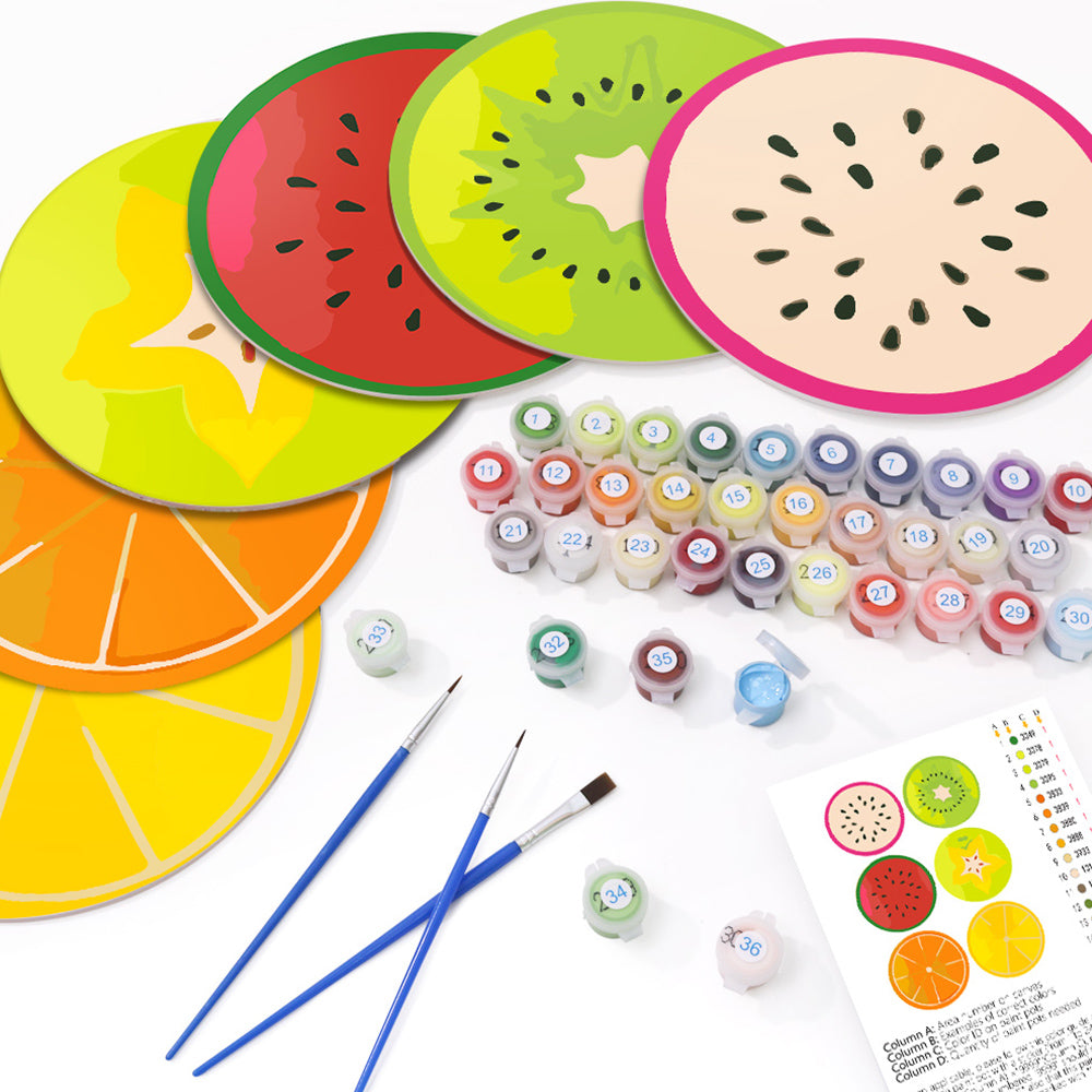6Pcs Various Fruits Placemats Paint by Numbers