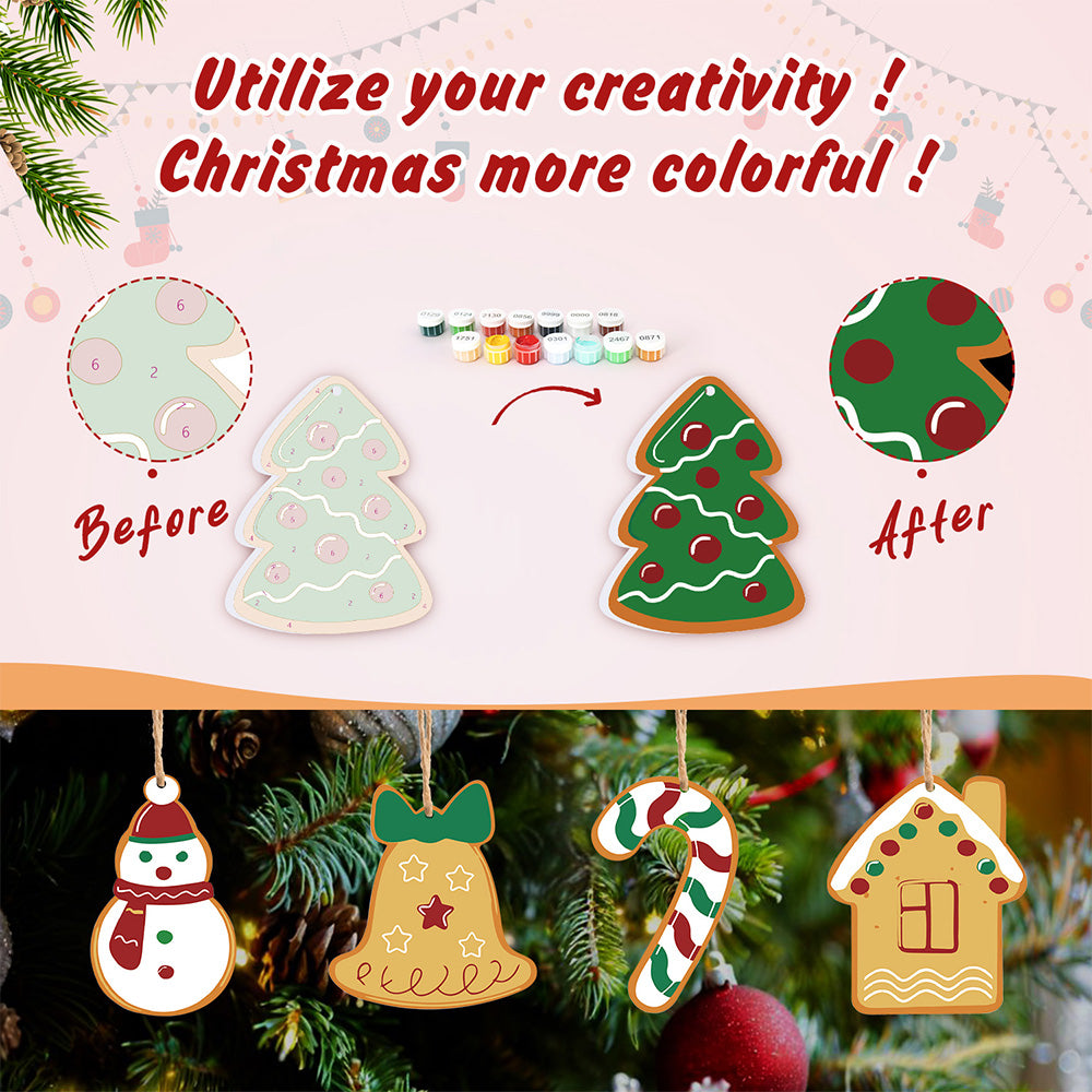 8Pcs Christmas Ornament Paint by Numbers | Bells and Gloves Set
