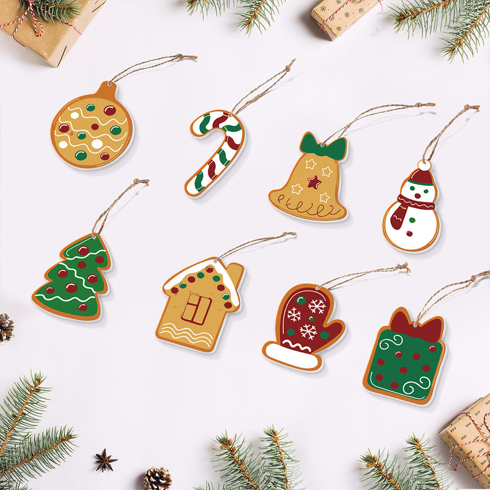 8Pcs Christmas Ornament Paint by Numbers | Bells and Gloves Set