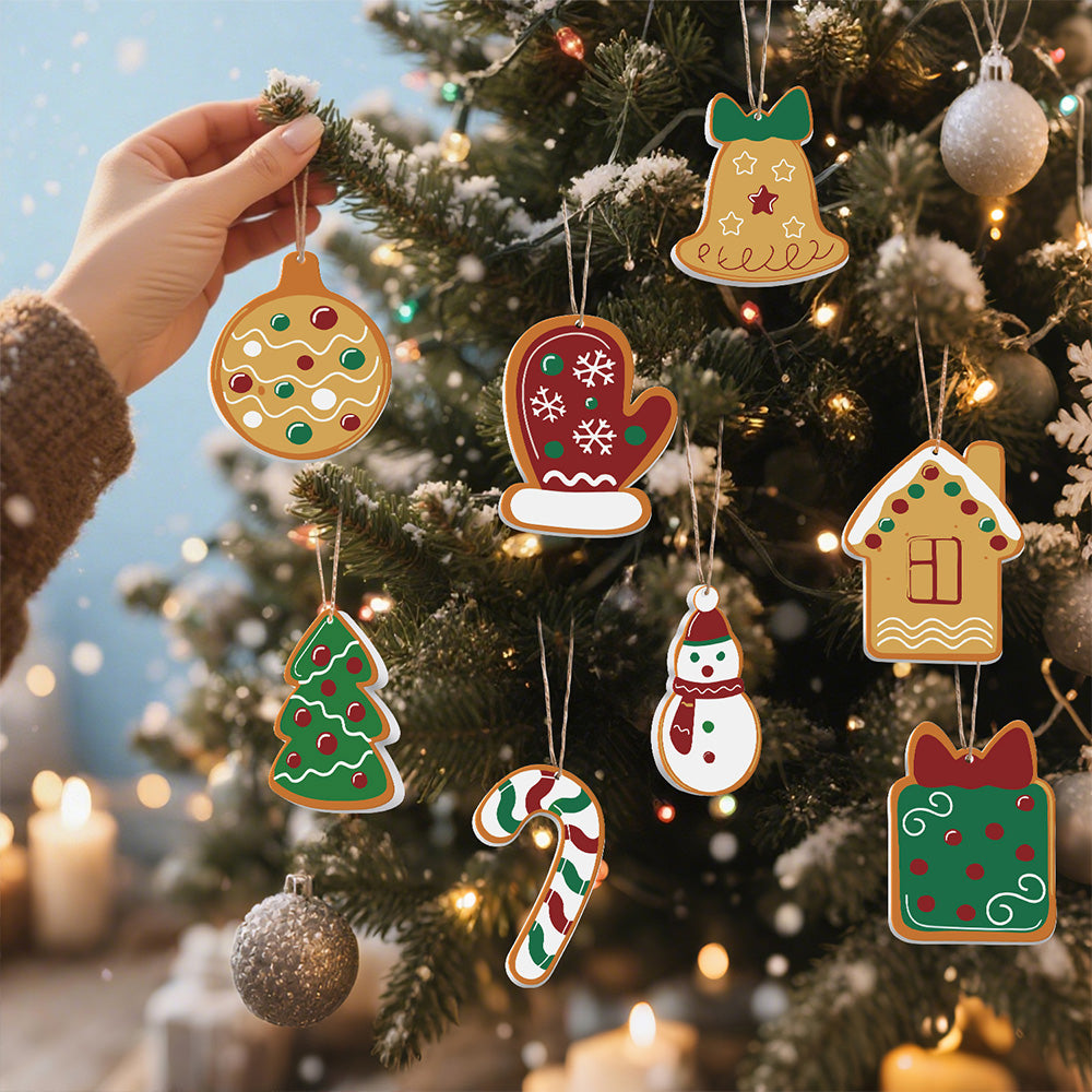 8Pcs Christmas Ornament Paint by Numbers | Bells and Gloves Set