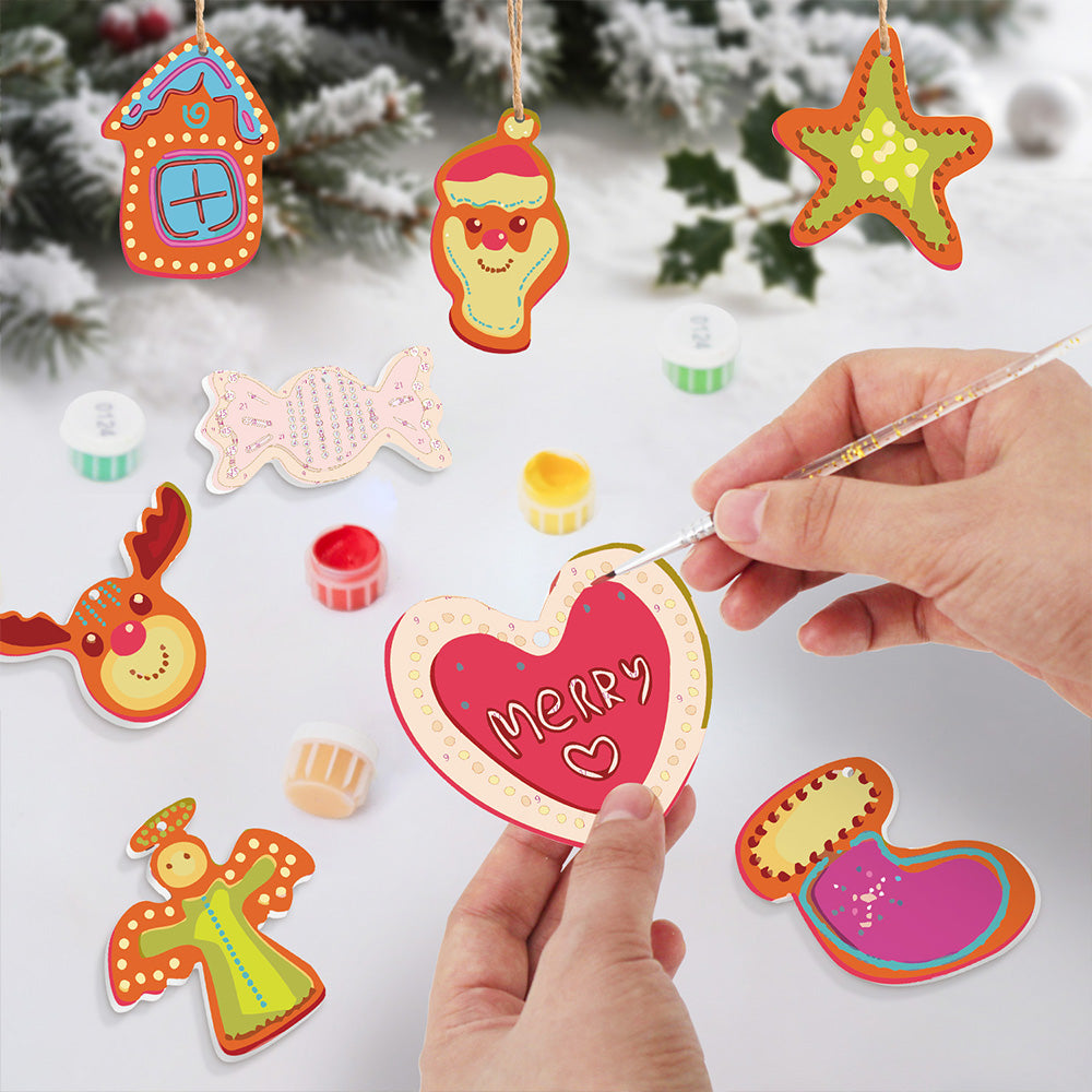 8Pcs Christmas Ornament Paint by Numbers | Candy and Heart Set