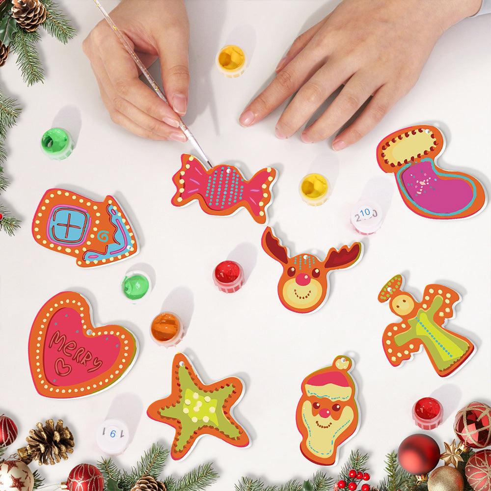 8Pcs Christmas Ornament Paint by Numbers | Candy and Heart Set