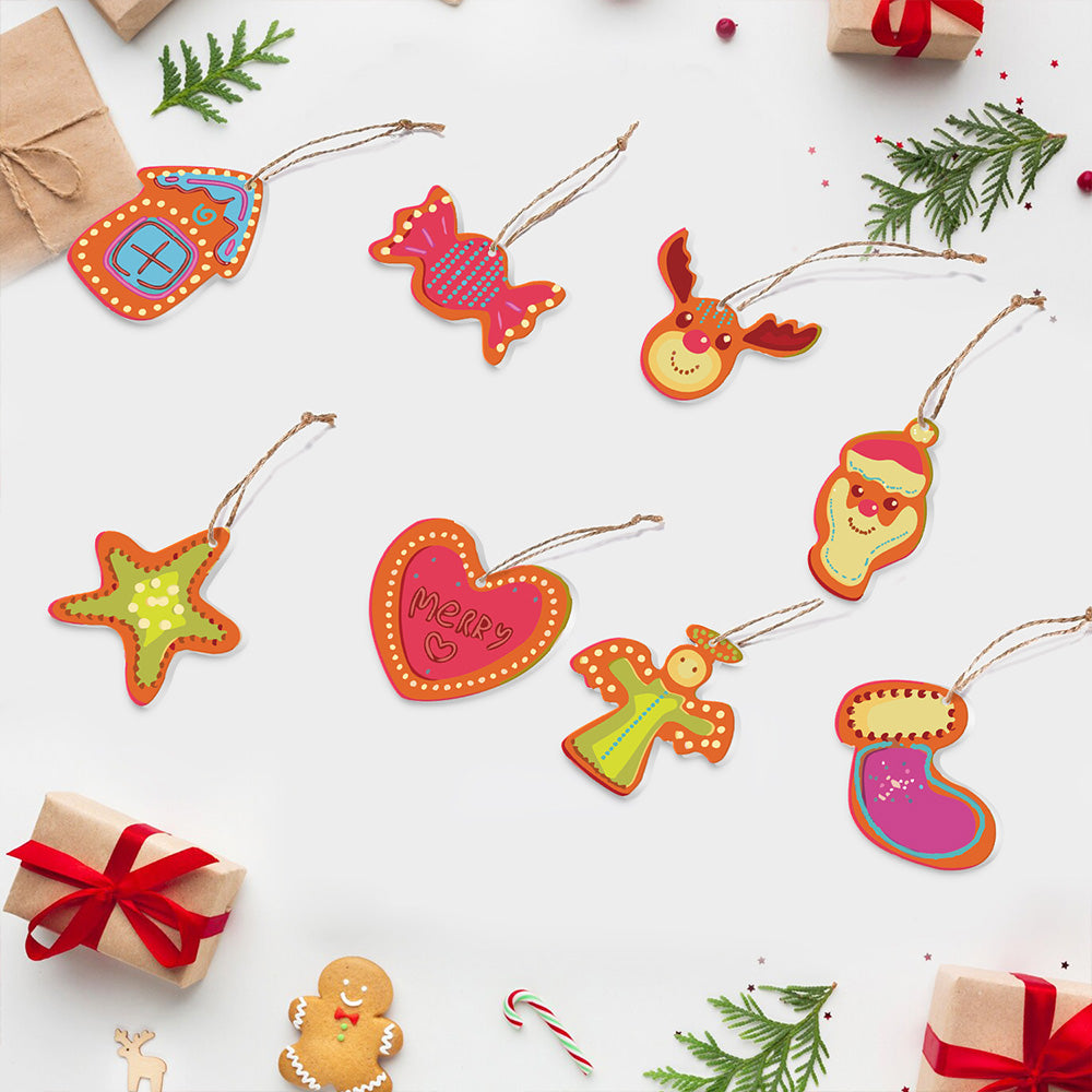 8Pcs Christmas Ornament Paint by Numbers | Candy and Heart Set