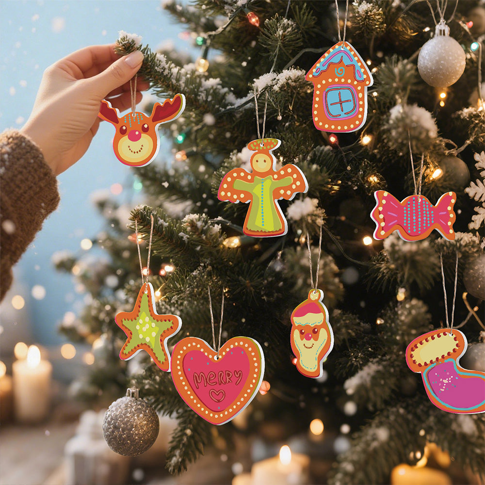 8Pcs Christmas Ornament Paint by Numbers | Candy and Heart Set