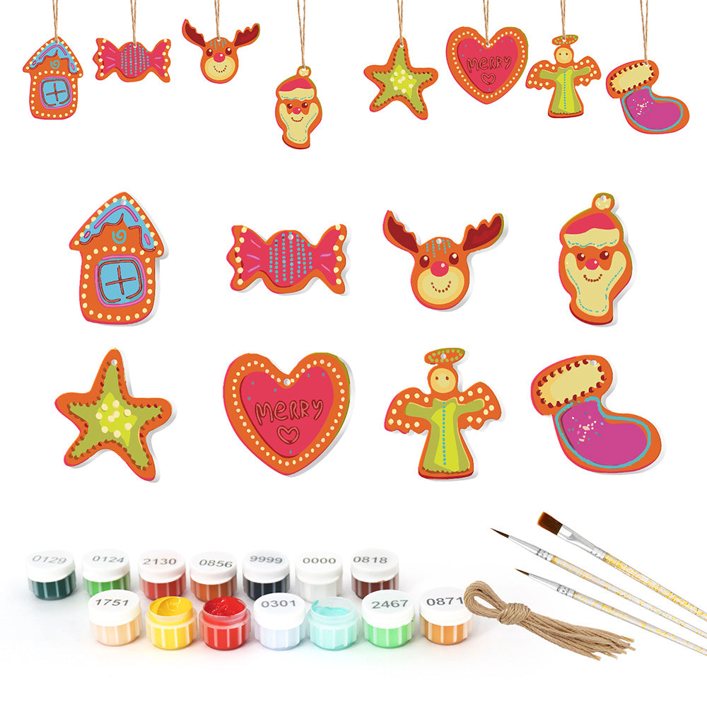 8Pcs Christmas Ornament Paint by Numbers | Candy and Heart Set