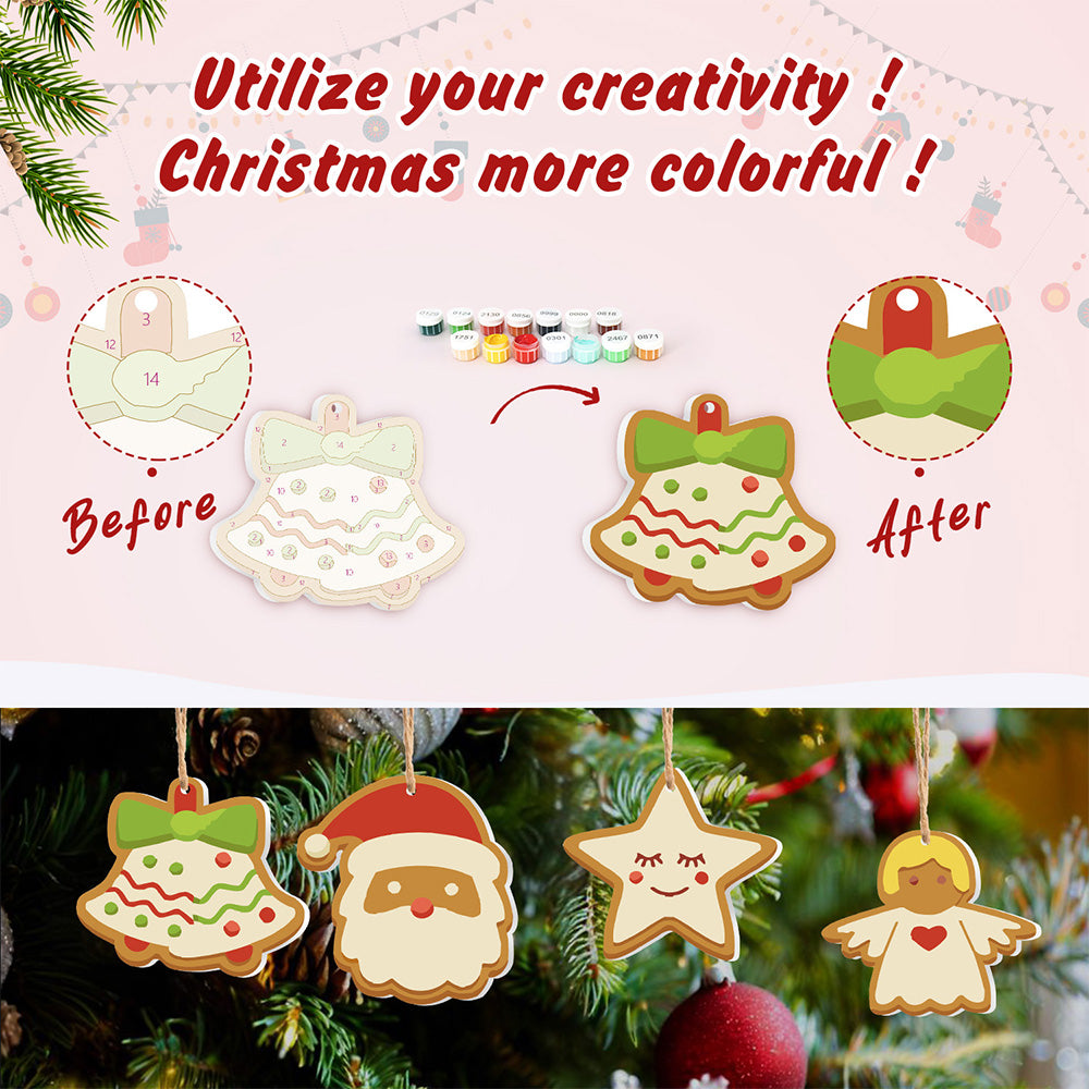 8Pcs Christmas Ornament Paint by Numbers | Candy and Snowman Set