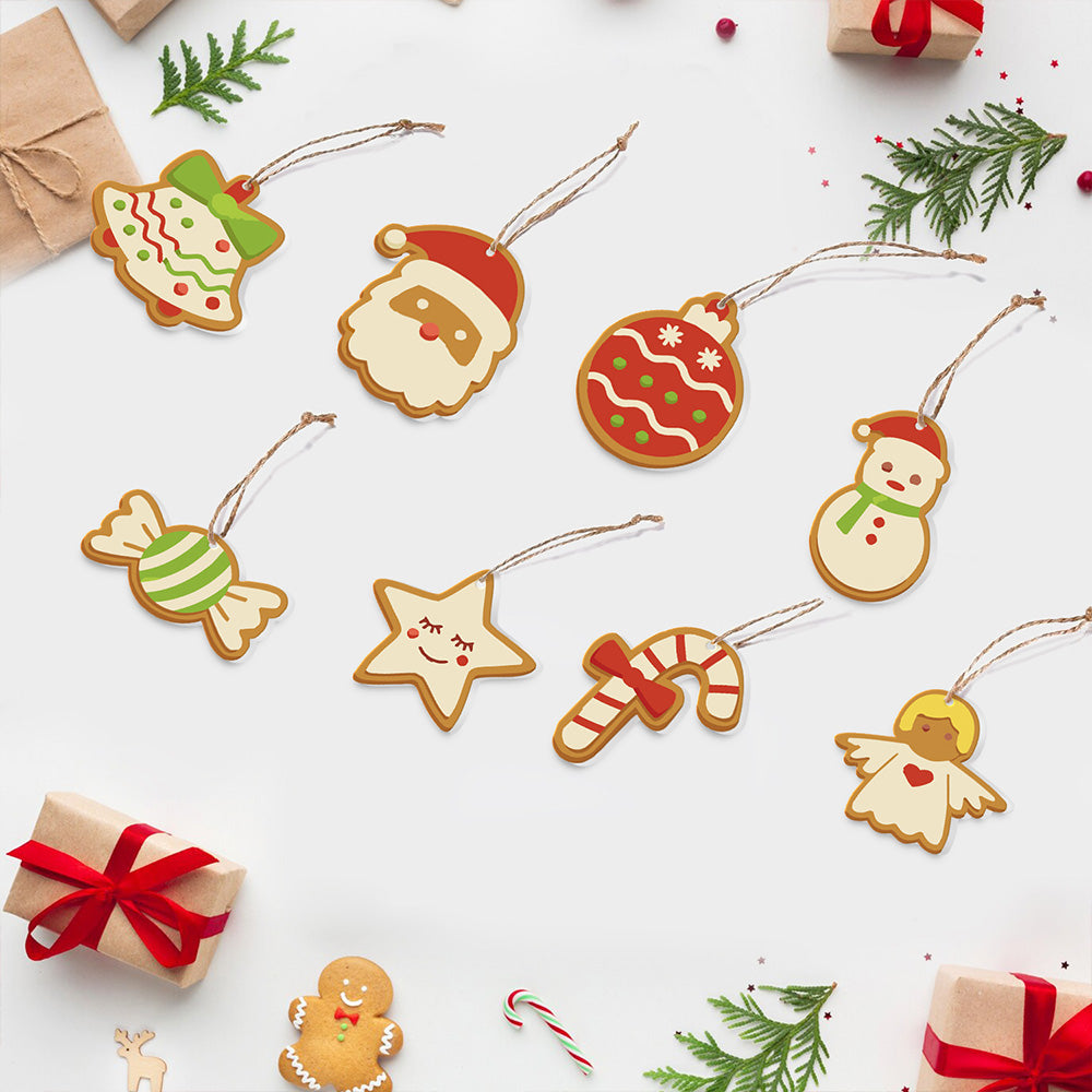8Pcs Christmas Ornament Paint by Numbers | Candy and Snowman Set