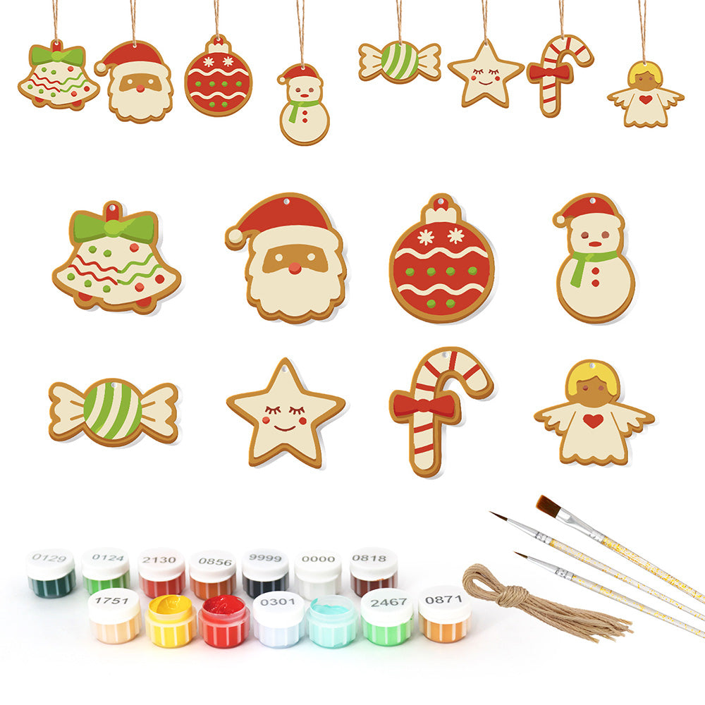 8Pcs Christmas Ornament Paint by Numbers | Candy and Snowman Set