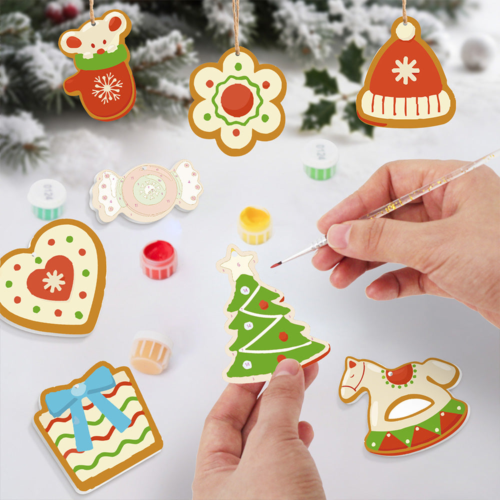 8Pcs Christmas Ornament Paint by Numbers | Candy and Trojan Horse Set