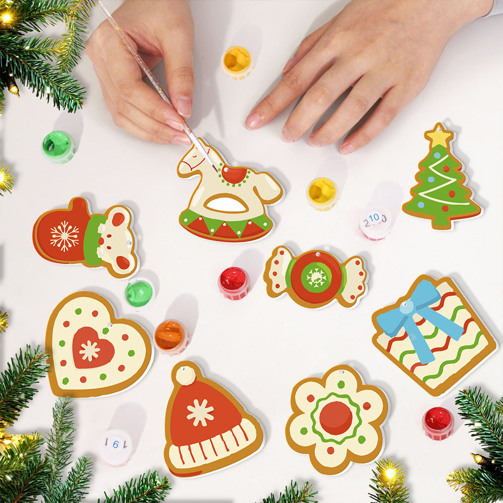 8Pcs Christmas Ornament Paint by Numbers | Candy and Trojan Horse Set