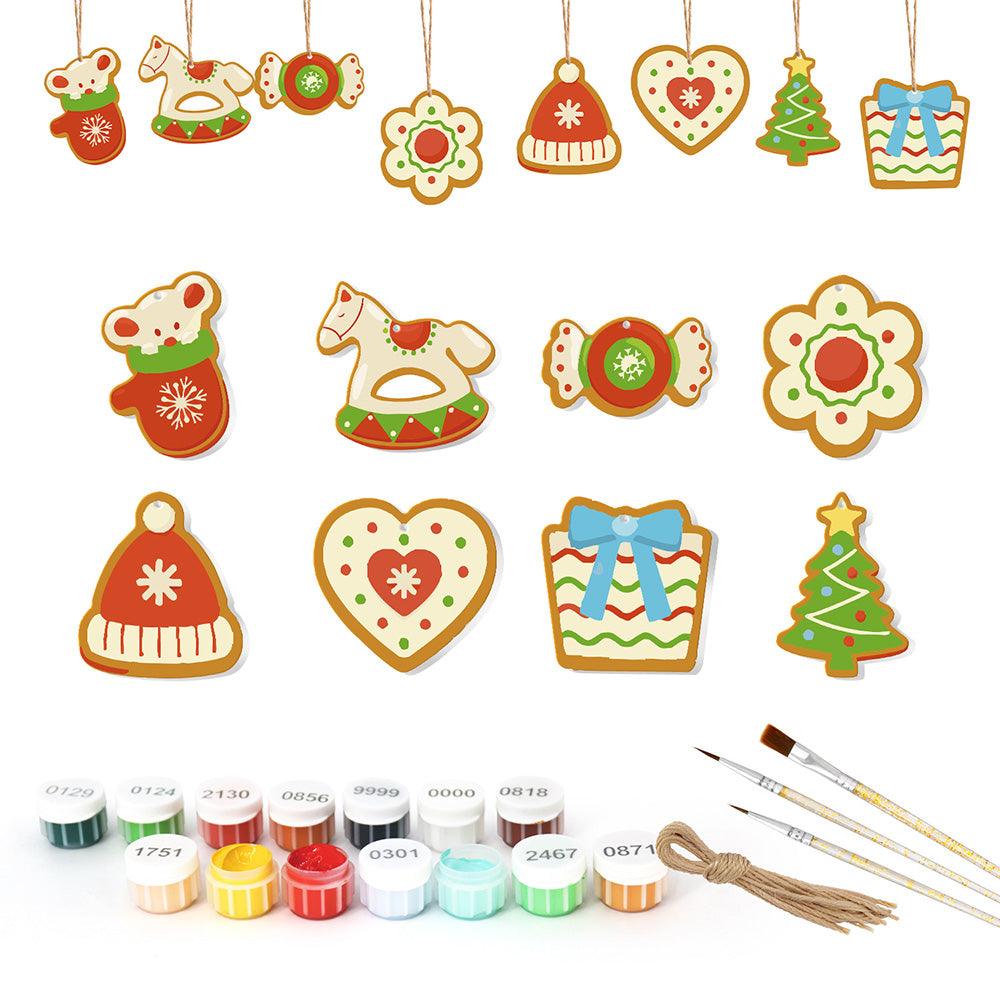 8Pcs Christmas Ornament Paint by Numbers | Candy and Trojan Horse Set