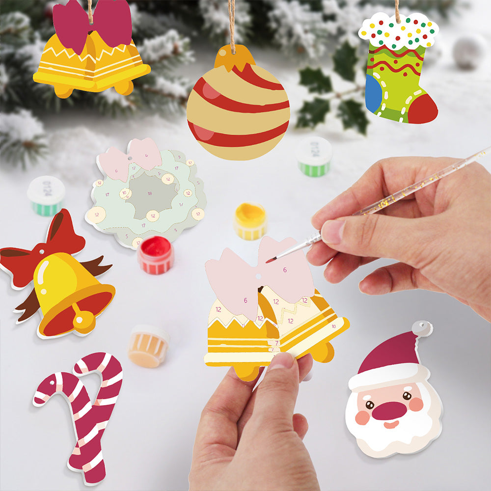 8Pcs Christmas Ornament Paint by Numbers | Christmas Bells Set