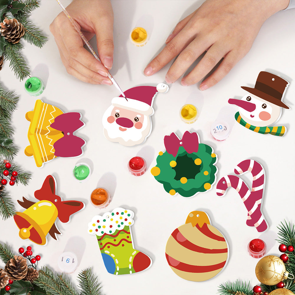 8Pcs Christmas Ornament Paint by Numbers | Christmas Bells Set