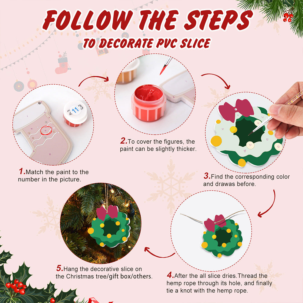 8Pcs Christmas Ornament Paint by Numbers | Christmas Bells Set