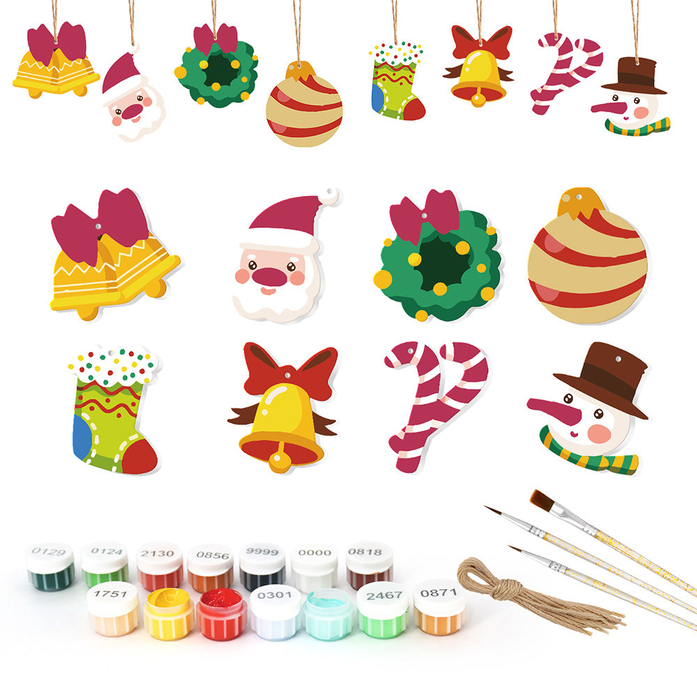8Pcs Christmas Ornament Paint by Numbers | Christmas Bells Set