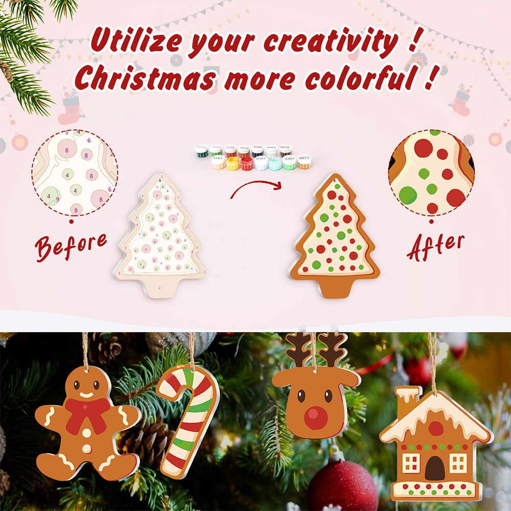 8Pcs Christmas Ornament Paint by Numbers | Christmas Cookie Set