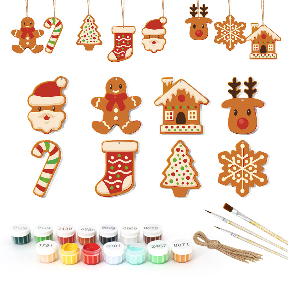 8Pcs Christmas Ornament Paint by Numbers | Christmas Cookie Set
