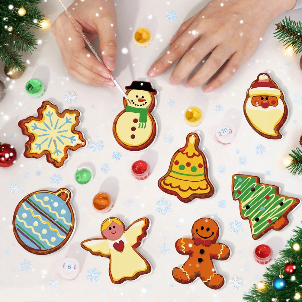8Pcs Christmas Ornament Paint by Numbers | Christmas Eve Set