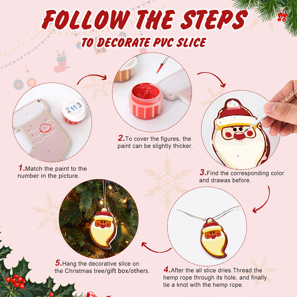 8Pcs Christmas Ornament Paint by Numbers | Christmas Eve Set