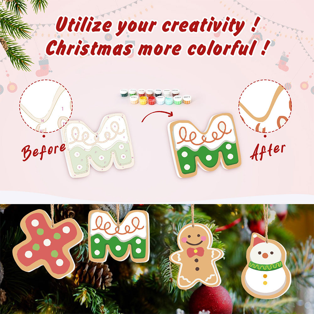 8Pcs Christmas Ornament Paint by Numbers | Christmas Letters Set