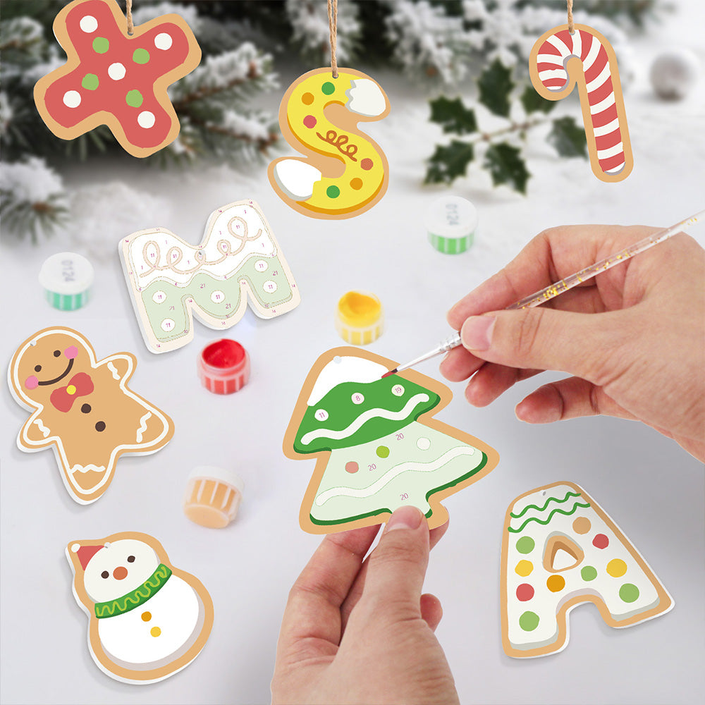 8Pcs Christmas Ornament Paint by Numbers | Christmas Letters Set