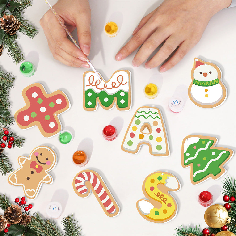 8Pcs Christmas Ornament Paint by Numbers | Christmas Letters Set